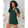 image:imageEkouaer Pajamas for Women Set Button Down Short Sleeve Sleepwear 2 Piece pjDark Green
