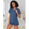 image:imageEkouaer Pajamas for Women Set Button Down Short Sleeve Sleepwear 2 Piece pjMarine Blue