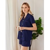 image:imageEkouaer Pajamas for Women Set Button Down Short Sleeve Sleepwear 2 Piece pjNavy Blue