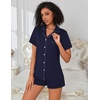 image:imageEkouaer Pajamas for Women Set Button Down Short Sleeve Sleepwear 2 Piece pjNavy Blue