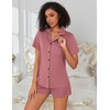 image:imageEkouaer Pajamas for Women Set Button Down Short Sleeve Sleepwear 2 Piece pjPale Violet Red