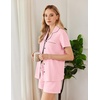 image:imageEkouaer Pajamas for Women Set Button Down Short Sleeve Sleepwear 2 Piece pjPink