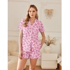 image:imageEkouaer Pajamas for Women Set Button Down Short Sleeve Sleepwear 2 Piece pjPink Bow