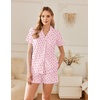 image:imageEkouaer Pajamas for Women Set Button Down Short Sleeve Sleepwear 2 Piece pjPink Cherry