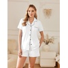 image:imageEkouaer Pajamas for Women Set Button Down Short Sleeve Sleepwear 2 Piece pjWhite