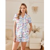 image:imageEkouaer Pajamas for Women Set Button Down Short Sleeve Sleepwear 2 Piece pjWhite Bow