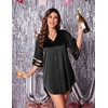 image:imageEkouaer Silk Nightgown for Woman Satin Womens Nightgown Pajamas Button Down Sleepshirt Sexy Night Shirts 34 Sleeve SXXLBlack