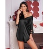 image:imageEkouaer Silk Nightgown for Woman Satin Womens Nightgown Pajamas Button Down Sleepshirt Sexy Night Shirts 34 Sleeve SXXLBlack