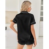 image:imageEkouaer Women Satin Pajama Sets Cute Print Silk Pjs Shorts Sets S4XLBlack