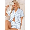 image:imageEkouaer Women Satin Pajama Sets Cute Print Silk Pjs Shorts Sets S4XLBlue Bow