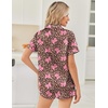 image:imageEkouaer Women Satin Pajama Sets Cute Print Silk Pjs Shorts Sets S4XLBrown Leopard With Pink Bow