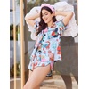 image:imageEkouaer Women Satin Pajama Sets Cute Print Silk Pjs Shorts Sets S4XLCat Print