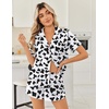 image:imageEkouaer Women Satin Pajama Sets Cute Print Silk Pjs Shorts Sets S4XLCow Print