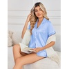 image:imageEkouaer Women Satin Pajama Sets Cute Print Silk Pjs Shorts Sets S4XLLight Blue