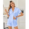 image:imageEkouaer Women Satin Pajama Sets Cute Print Silk Pjs Shorts Sets S4XLLight Blue