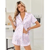 image:imageEkouaer Women Satin Pajama Sets Cute Print Silk Pjs Shorts Sets S4XLLilac Flower Leave
