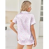 image:imageEkouaer Women Satin Pajama Sets Cute Print Silk Pjs Shorts Sets S4XLLilac Flower Leave