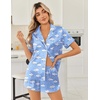 image:imageEkouaer Women Satin Pajama Sets Cute Print Silk Pjs Shorts Sets S4XLMoon and White Clouds