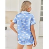 image:imageEkouaer Women Satin Pajama Sets Cute Print Silk Pjs Shorts Sets S4XLMoon and White Clouds