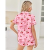 image:imageEkouaer Women Satin Pajama Sets Cute Print Silk Pjs Shorts Sets S4XLPink Cherry Bow