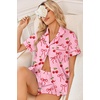 image:imageEkouaer Women Satin Pajama Sets Cute Print Silk Pjs Shorts Sets S4XLPink Cherry Bow