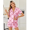 image:imageEkouaer Women Satin Pajama Sets Cute Print Silk Pjs Shorts Sets S4XLPink With Red Bow