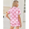 image:imageEkouaer Women Satin Pajama Sets Cute Print Silk Pjs Shorts Sets S4XLPink With Red Bow