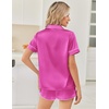 image:imageEkouaer Women Satin Pajama Sets Cute Print Silk Pjs Shorts Sets S4XLRose Red