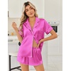 image:imageEkouaer Women Satin Pajama Sets Cute Print Silk Pjs Shorts Sets S4XLRose Red