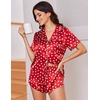 image:imageEkouaer Women Satin Pajama Sets Cute Print Silk Pjs Shorts Sets S4XLWhite Heart Print