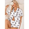 image:imageEkouaer Women Satin Pajama Sets Cute Print Silk Pjs Shorts Sets S4XLWhite With Leopard Bow