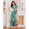 image:imageEkouaer Womens Pajama Sets 2 Piece Long Sleeve Sleepwear Soft Button Up PjsAqua Green