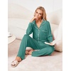 image:imageEkouaer Womens Pajama Sets 2 Piece Long Sleeve Sleepwear Soft Button Up PjsAqua Green