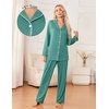 image:imageEkouaer Womens Pajama Sets 2 Piece Long Sleeve Sleepwear Soft Button Up PjsAqua Green