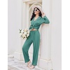 image:imageEkouaer Womens Pajama Sets 2 Piece Long Sleeve Sleepwear Soft Button Up PjsAqua Green