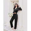 image:imageEkouaer Womens Pajama Sets 2 Piece Long Sleeve Sleepwear Soft Button Up PjsBlack