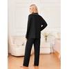 image:imageEkouaer Womens Pajama Sets 2 Piece Long Sleeve Sleepwear Soft Button Up PjsBlack