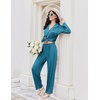 image:imageEkouaer Womens Pajama Sets 2 Piece Long Sleeve Sleepwear Soft Button Up PjsBlue Green