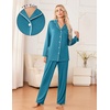image:imageEkouaer Womens Pajama Sets 2 Piece Long Sleeve Sleepwear Soft Button Up PjsBlue Green