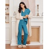image:imageEkouaer Womens Pajama Sets 2 Piece Long Sleeve Sleepwear Soft Button Up PjsBlue Green