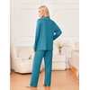 image:imageEkouaer Womens Pajama Sets 2 Piece Long Sleeve Sleepwear Soft Button Up PjsBlue Green