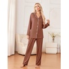 image:imageEkouaer Womens Pajama Sets 2 Piece Long Sleeve Sleepwear Soft Button Up PjsBrown