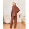 image:imageEkouaer Womens Pajama Sets 2 Piece Long Sleeve Sleepwear Soft Button Up PjsBrown