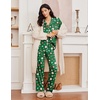 image:imageEkouaer Womens Pajama Sets 2 Piece Long Sleeve Sleepwear Soft Button Up PjsChristmas Green
