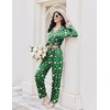 image:imageEkouaer Womens Pajama Sets 2 Piece Long Sleeve Sleepwear Soft Button Up PjsChristmas Green