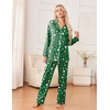 image:imageEkouaer Womens Pajama Sets 2 Piece Long Sleeve Sleepwear Soft Button Up PjsChristmas Green