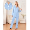 image:imageEkouaer Womens Pajama Sets 2 Piece Long Sleeve Sleepwear Soft Button Up PjsClear Blue