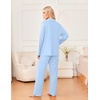 image:imageEkouaer Womens Pajama Sets 2 Piece Long Sleeve Sleepwear Soft Button Up PjsClear Blue