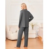 image:imageEkouaer Womens Pajama Sets 2 Piece Long Sleeve Sleepwear Soft Button Up PjsDark Gray