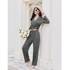 image:imageEkouaer Womens Pajama Sets 2 Piece Long Sleeve Sleepwear Soft Button Up PjsDark Gray